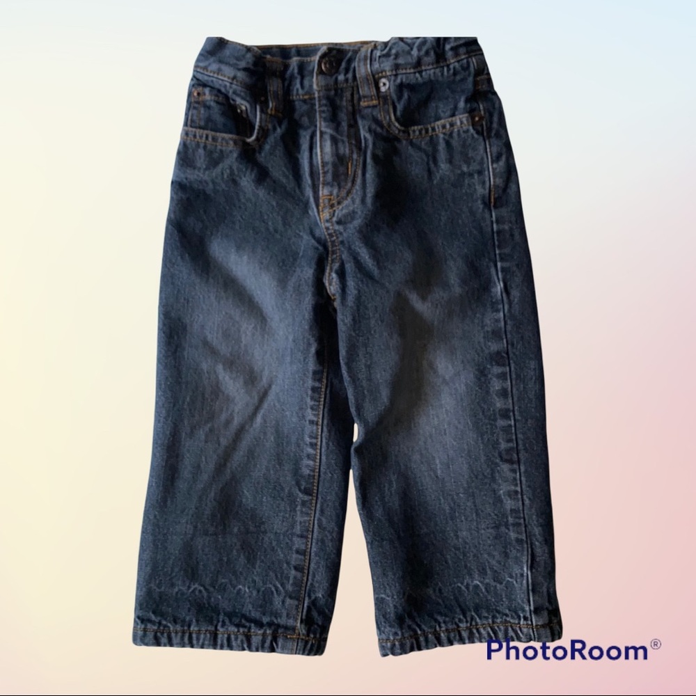 Childrens Place Jeans Toddler Boys 24 Months Dark Wash Fleece Lined Denim Pants
